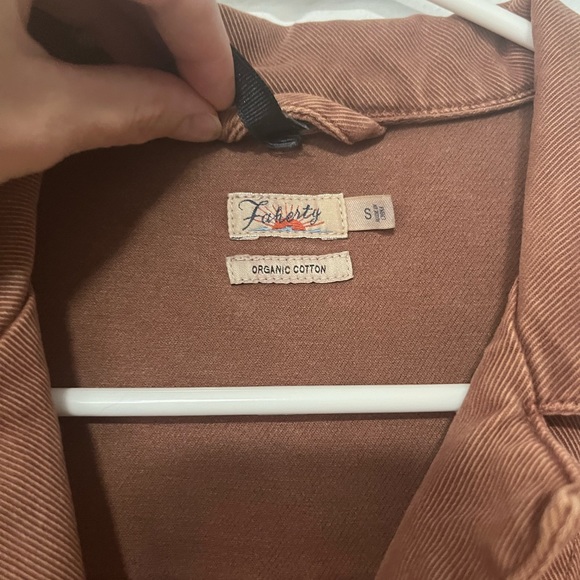 Faherty Overland Twill Jumpsuit in Henna Wide Leg Zip Collared Organic Cotton S - Picture 6 of 11